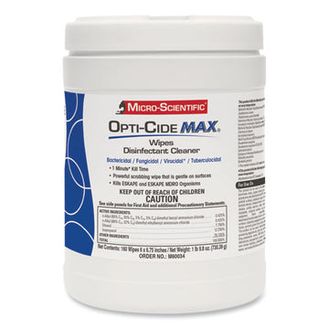 Opti-Cide® Max Disinfectant Wipes, 6 X 6.75, White, 160-canister freeshipping - TVN Wholesale